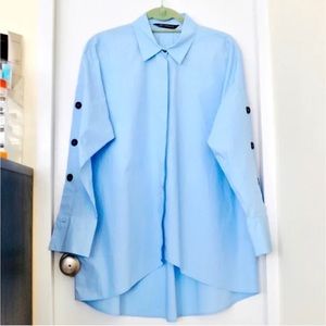 NWOT Zara Oversize Button Down Blouse in Blue